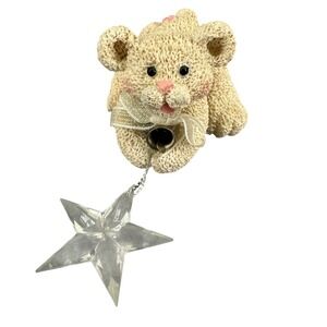 Vintage Kurt Adler Teddy Bear Figure Ornament with Bell and Star Charm Whimsical